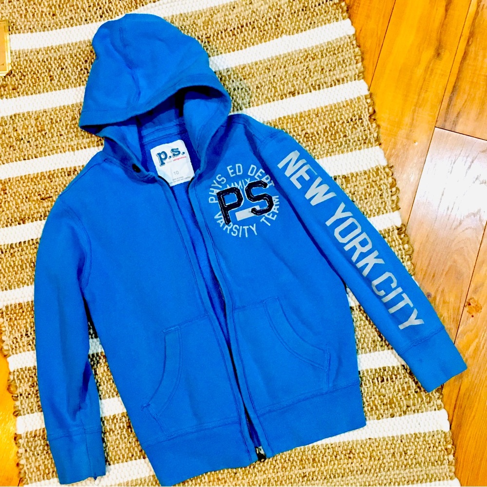 Aeropostale hoodie sweatshirt jacket teal aqua blue girl 10 logo varsity